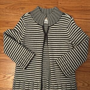 Talbots Black and White Striped Cardigan